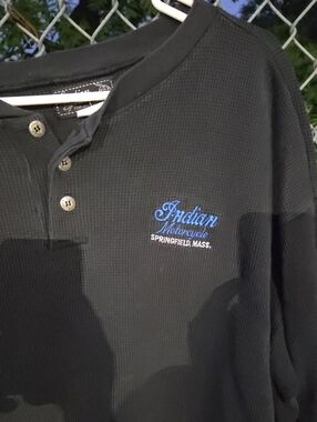 Indian Motorcycle Black Waffle Henley Long-Sleeve Shirt
